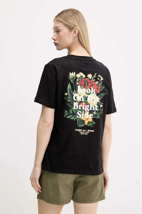 Tommy Jeans t-shirt bawełniany nadruk czarny DW0DW21341