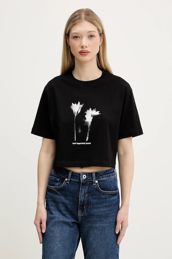 Bavlněné tričko Karl Lagerfeld Jeans potisk černá A3W17040