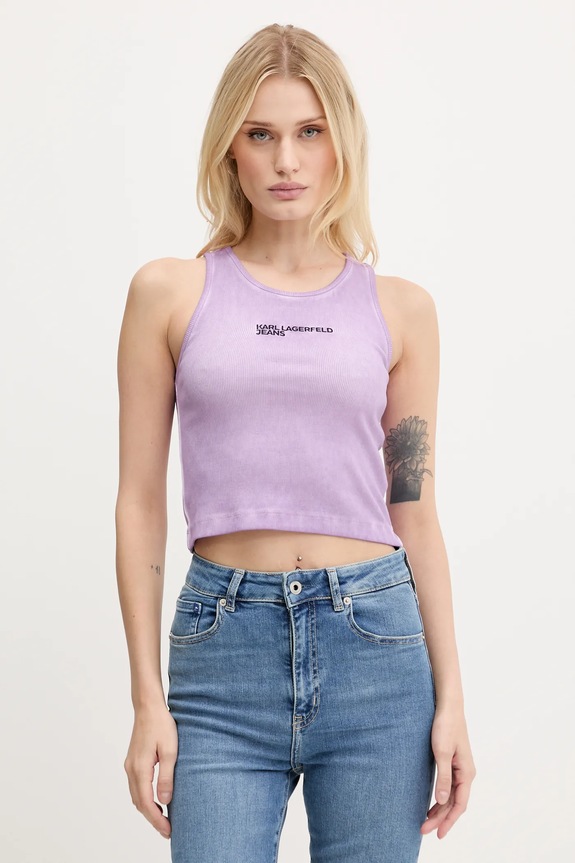 Karl Lagerfeld Jeans top elasztánnal lila A3W17043