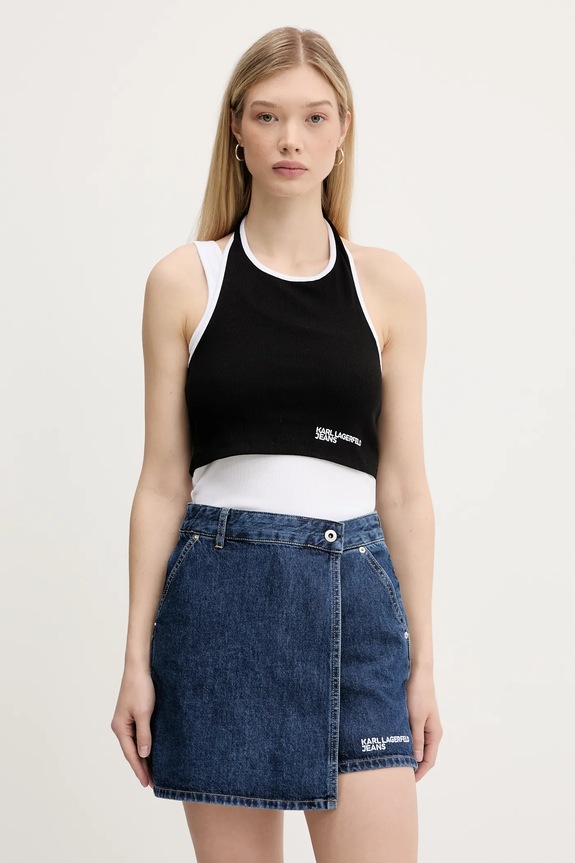 Karl Lagerfeld Jeans top z elastanem czarny A3W17046