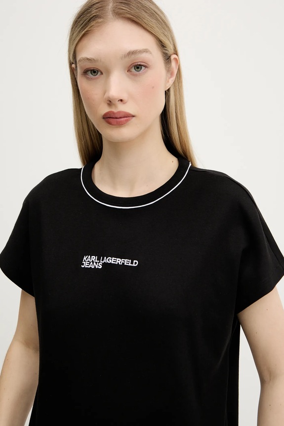 Karl Lagerfeld Jeans pamut póló fekete A3W17098