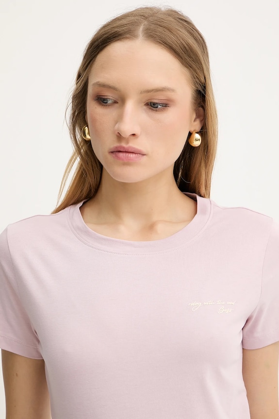 BOSS Orange tricou de damă din bumbac C_Esogo_3 roz 50545288