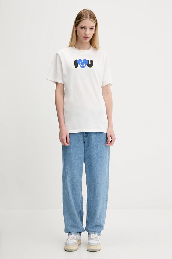 Bavlnené tričko Hugo Blue Vintage Tee_B_5 50545053 biela AW25