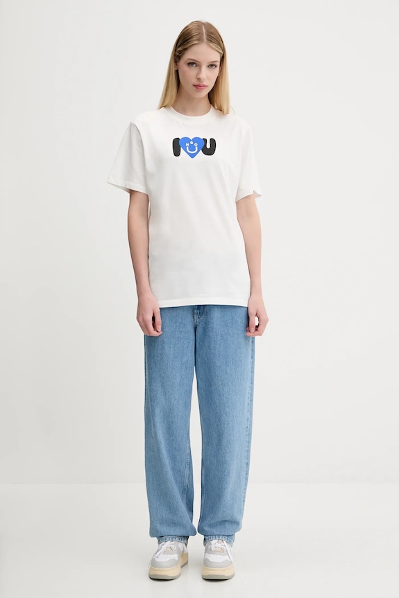 Bavlnené tričko Hugo Blue Vintage Tee_B_5 50545053 biela AW25
