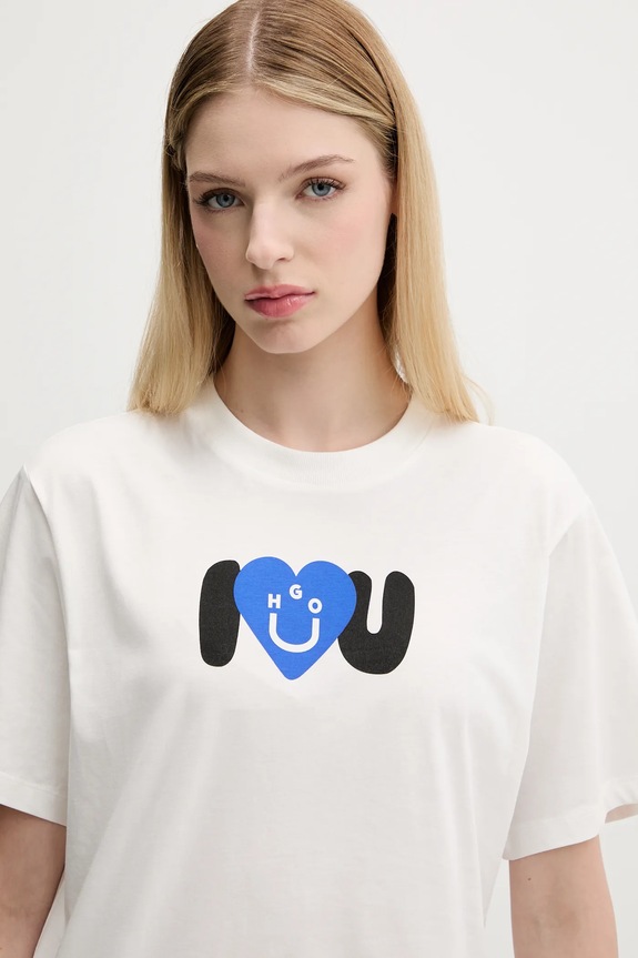 Bavlnené tričko Hugo Blue Vintage Tee_B_5 biela 50545053