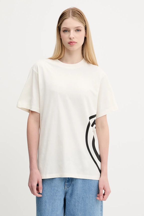 Hugo Blue t-shirt bawełniany Vintage Tee_B_5 nadruk beżowy 50545053