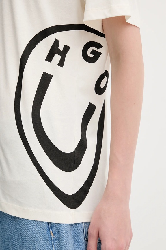 Hugo Blue t-shirt bawełniany Vintage Tee_B_5 50545053 beżowy