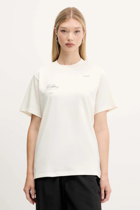 Bavlnené tričko HUGO Vintage Tee_16 potlač béžová 50545551