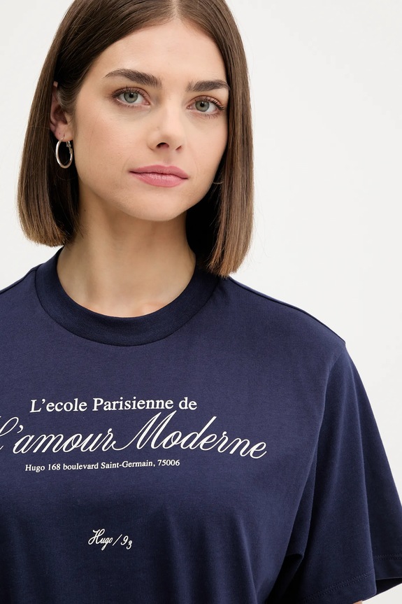 Bavlnené tričko HUGO Vintage Tee_16 tmavomodrá 50545551