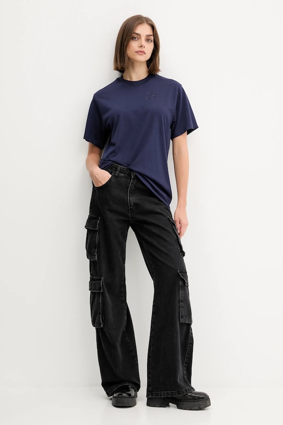 HUGO tricou din bumbac Vintage Tee_19 50550901 bleumarin AW25