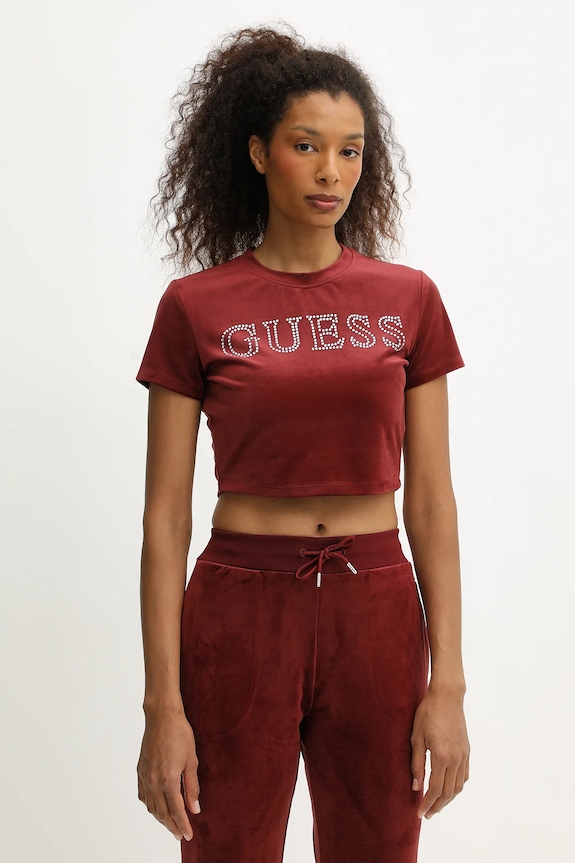 Guess tricou copii COUTURE imprimeu burgundia V3BI01.K0232