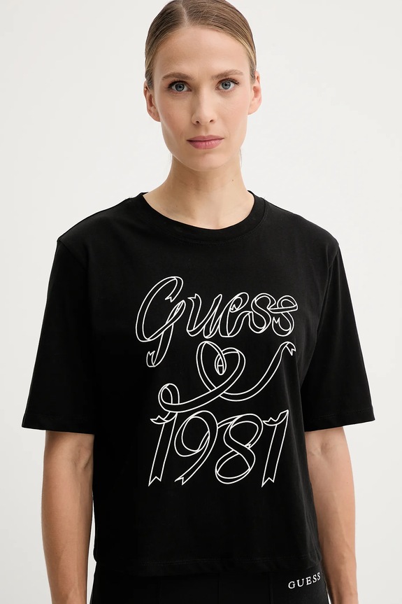 Pamučna majica Guess MISTY pamuk crna V5RI11.K8HM0