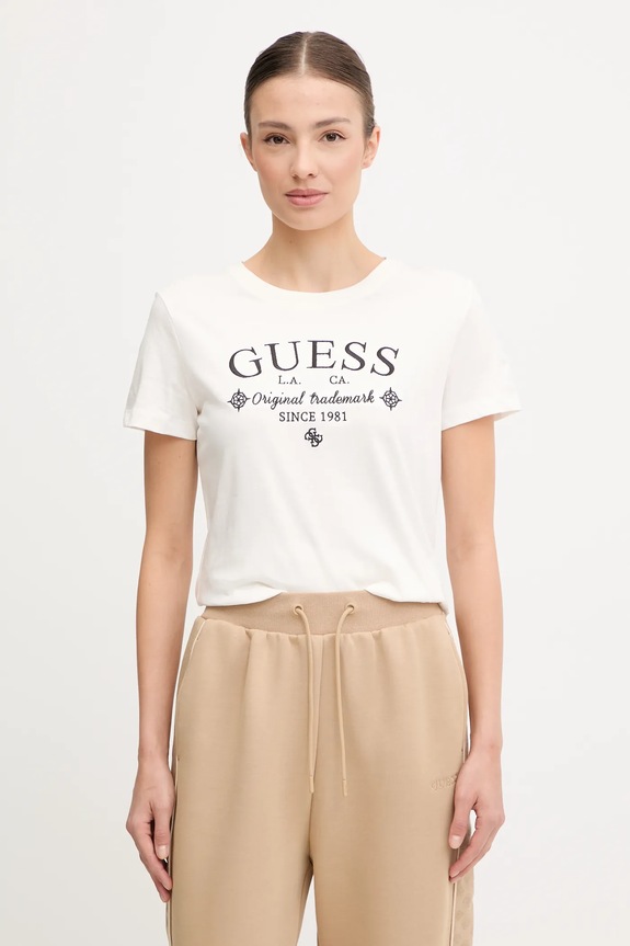 Guess t-shirt bawełniany GLORIA regular beżowy V5YI03.I3Z14