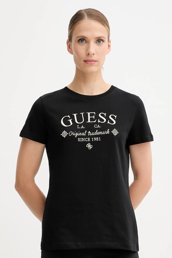 Guess t-shirt bawełniany GLORIA regular czarny V5YI03.I3Z14