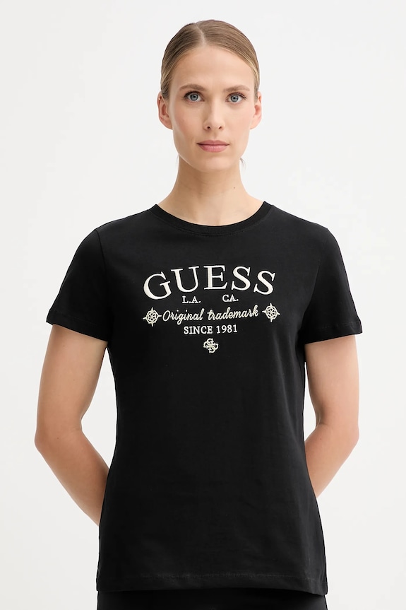 Guess t-shirt bawełniany GLORIA regular czarny V5YI03.I3Z14