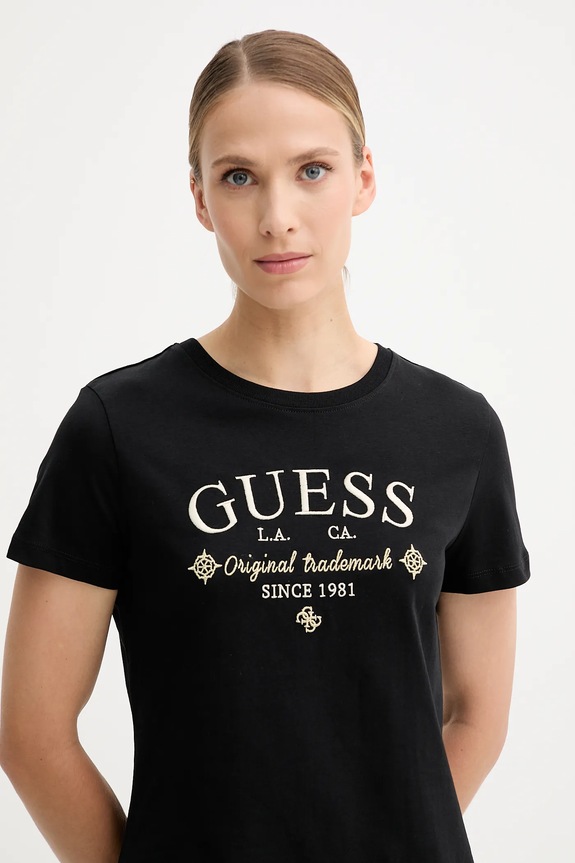 Guess t-shirt bawełniany GLORIA czarny V5YI03.I3Z14