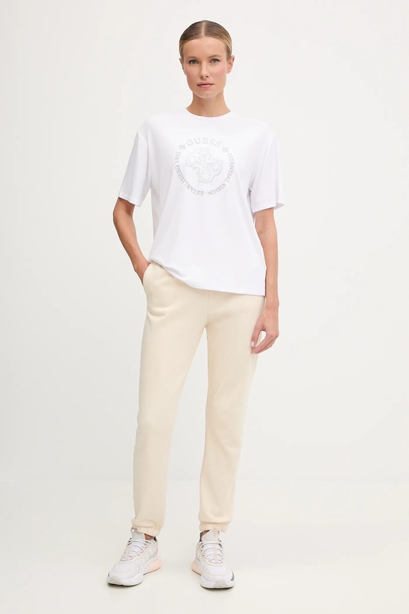 Μπλουζάκι Guess CARLA V5YI05.KCOA2 λευκό AW25