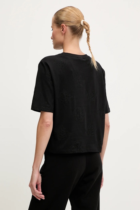 Odzież Guess t-shirt bawełniany PEONY V5YI10.I3Z14 czarny