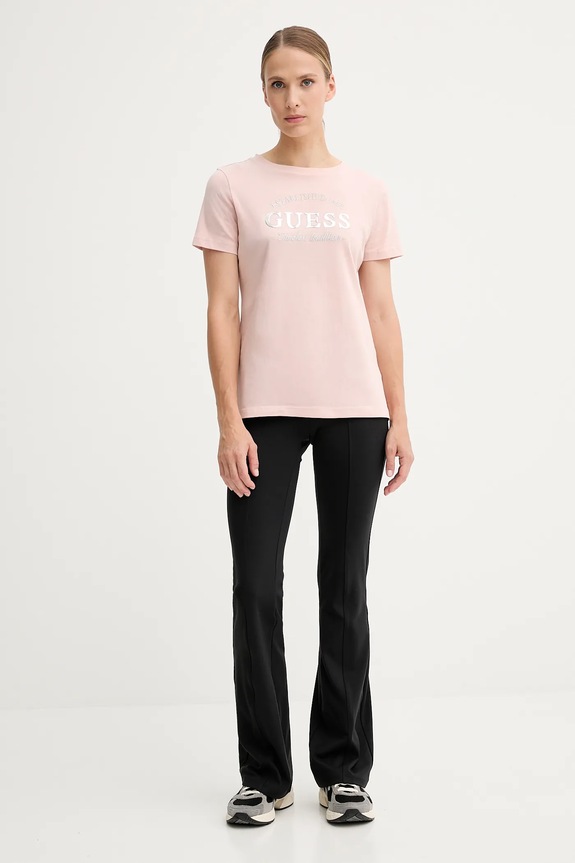 Βαμβακερό μπλουζάκι Guess NINA V5YI12.J1314 πορτοκαλί AW25