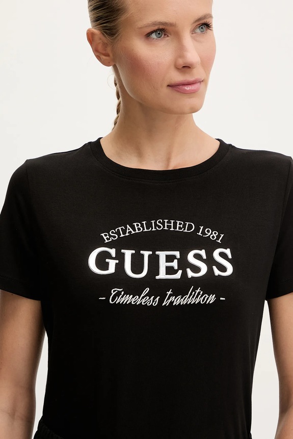 Guess t-shirt bawełniany NINA czarny V5YI12.J1314