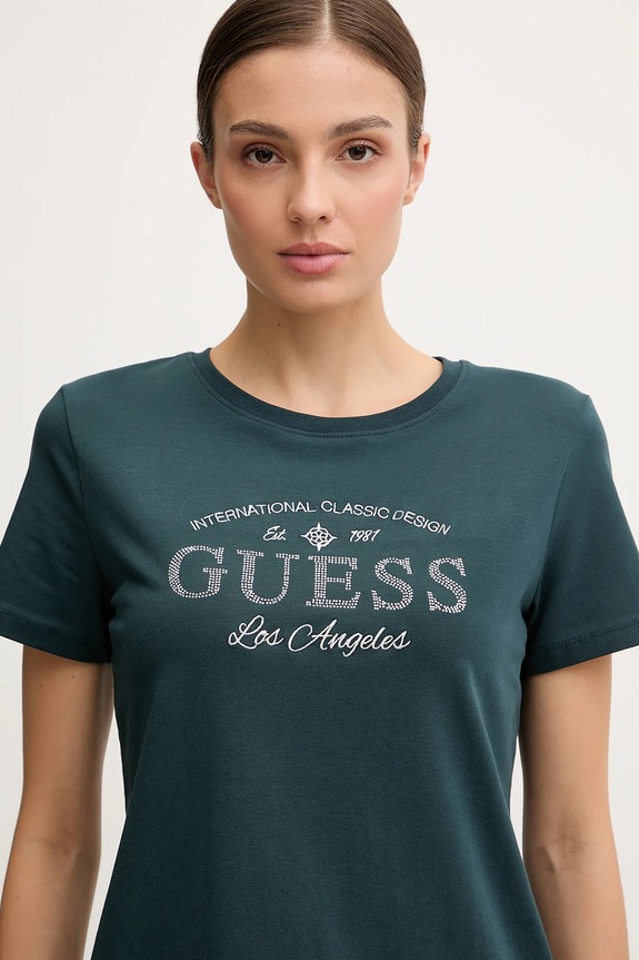 Μπλουζάκι Guess MARINA πράσινο V5YI13.J1314
