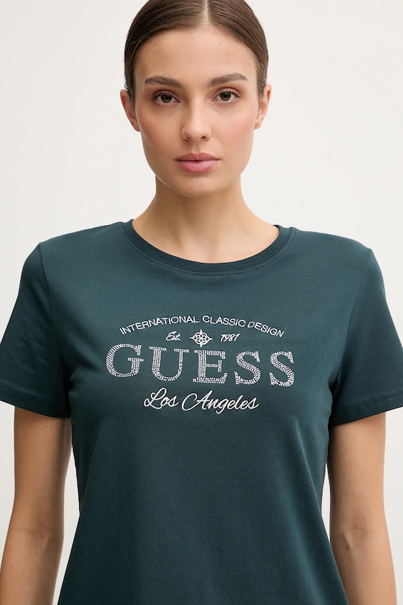 Μπλουζάκι Guess MARINA πράσινο V5YI13.J1314