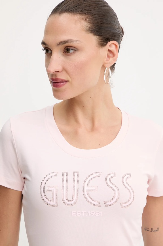 Μπλουζάκι Guess ροζ W5YI05.J1314