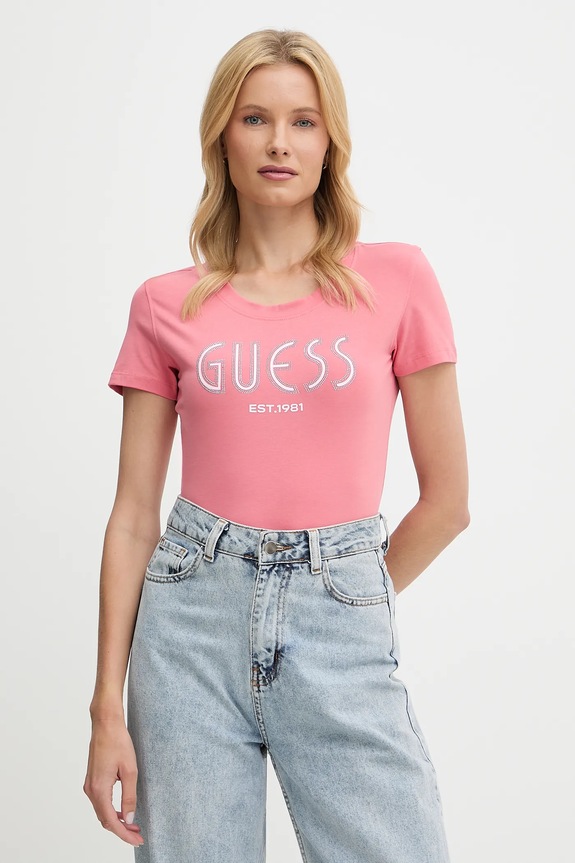 Kratka majica Guess Našitek oranžna W5YI05.J1314