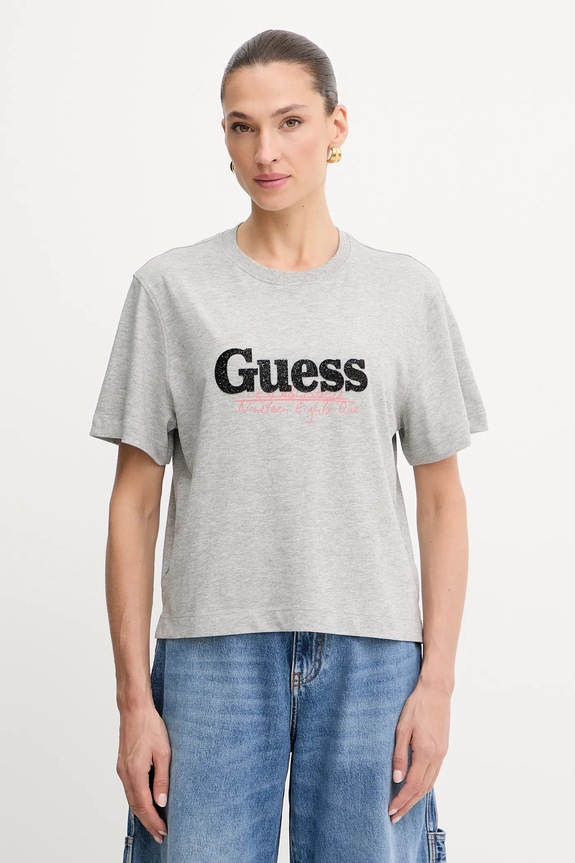 Ρούχα Βαμβακερό μπλουζάκι Guess W5YI07.I3Z14 γκρί