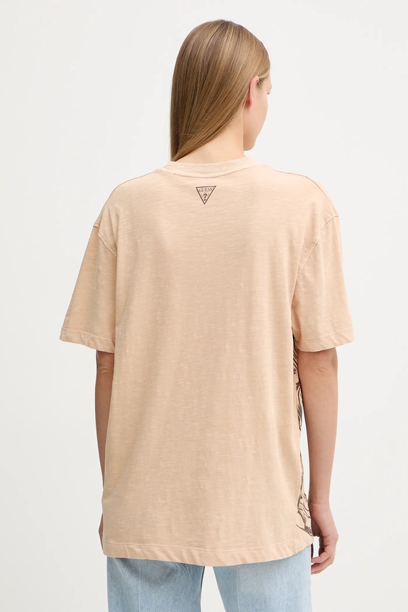 Ρούχα Βαμβακερό μπλουζάκι Guess W5YI09.K6XN4 μπεζ