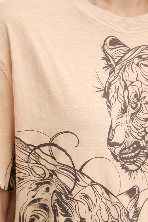 Βαμβακερό μπλουζάκι Guess W5YI09.K6XN4 μπεζ