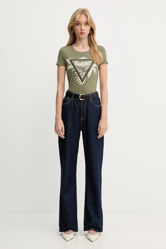 Guess t-shirt W5YI13.J1314 zöld AW25