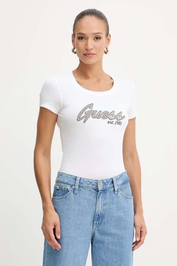 Tričko Guess nášivka bílá W5YI16.J1314