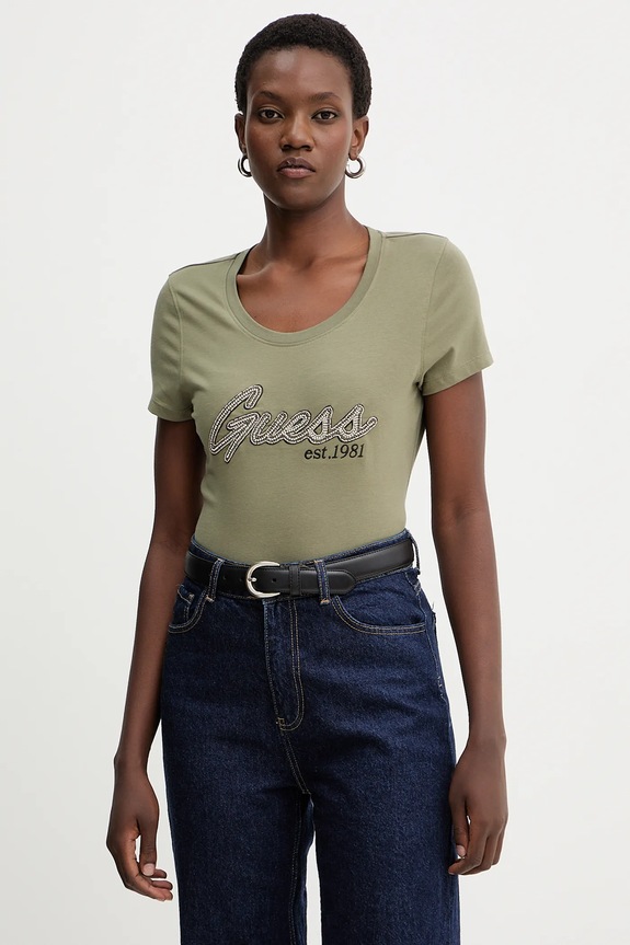 Guess t-shirt aplikacja zielony W5YI16.J1314