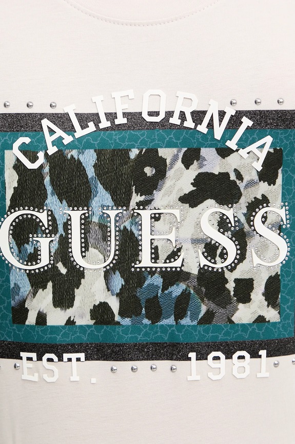 Μπλουζάκι Guess ANIMALIER W5YI27.J1314 μπεζ