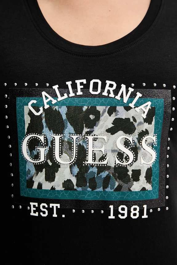 Μπλουζάκι Guess ANIMALIER W5YI27.J1314 μαύρο