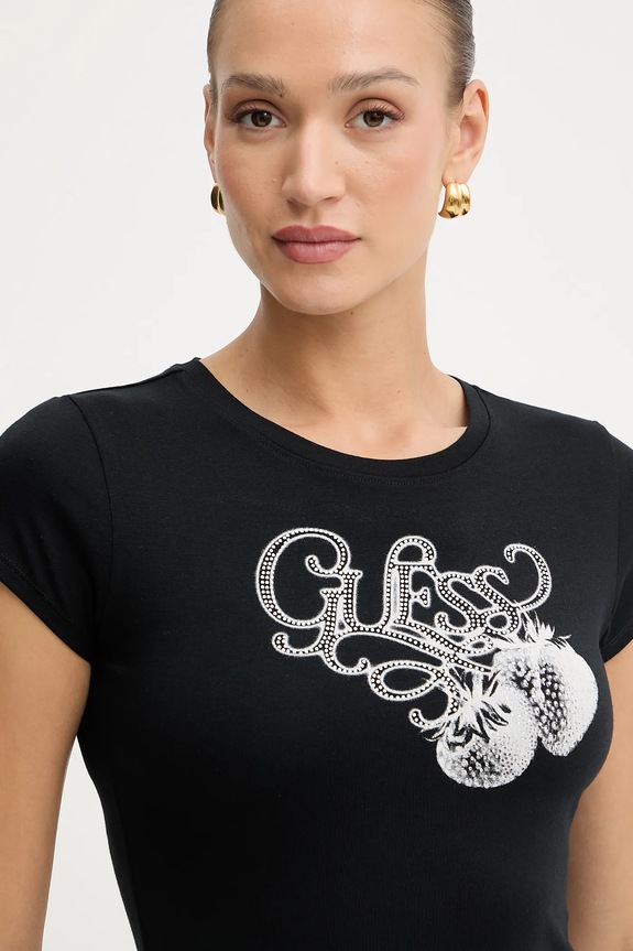Μπλουζάκι Guess μαύρο W5YI29.K49A1