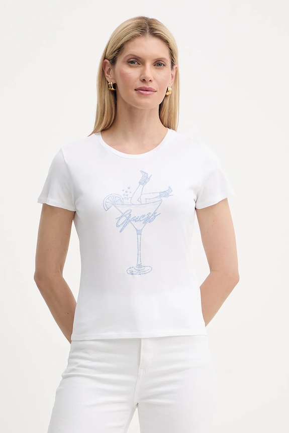 Guess tricou din bumbac TINI imprimeu alb W5YI31.K9RM1
