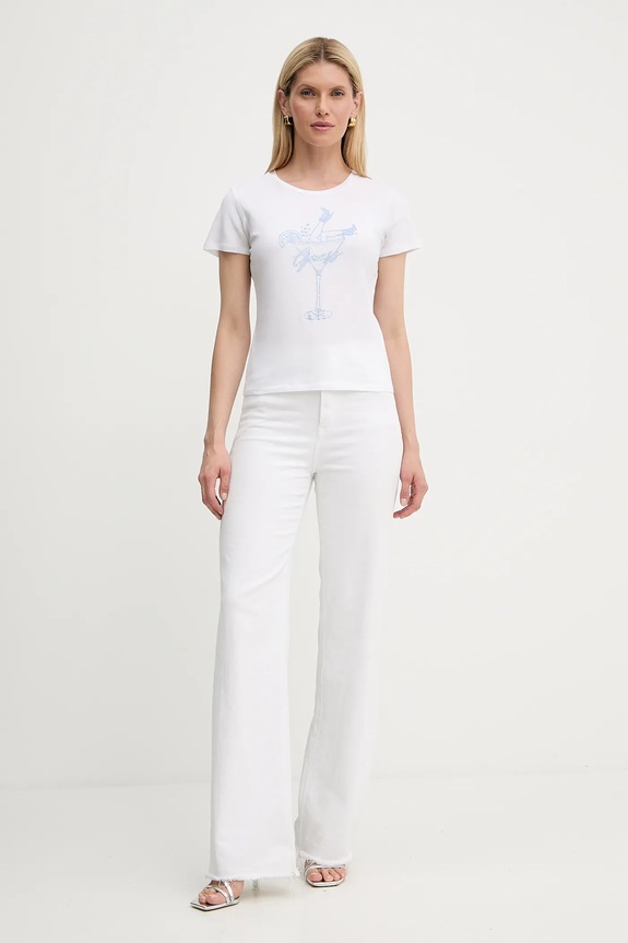 Guess tricou din bumbac TINI W5YI31.K9RM1 alb AW25