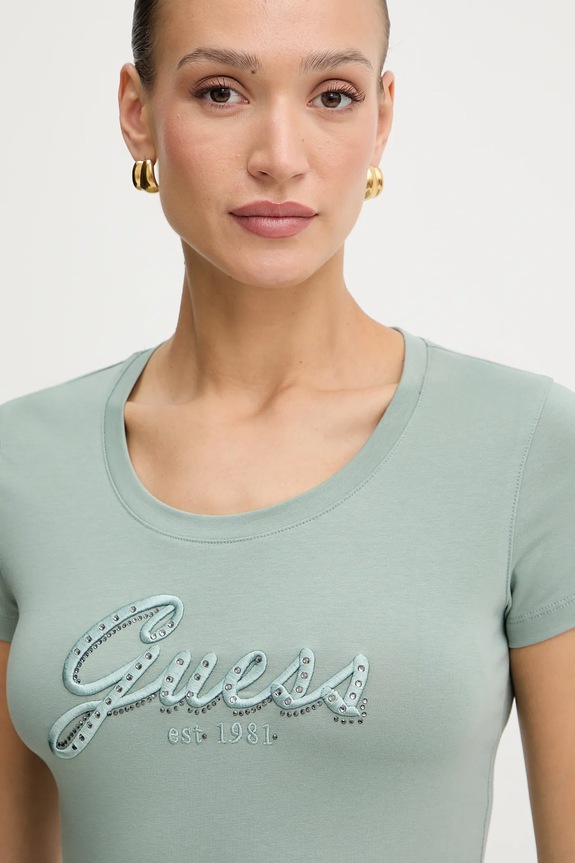 Majica kratkih rukava Guess zelena W5YI46.J1314