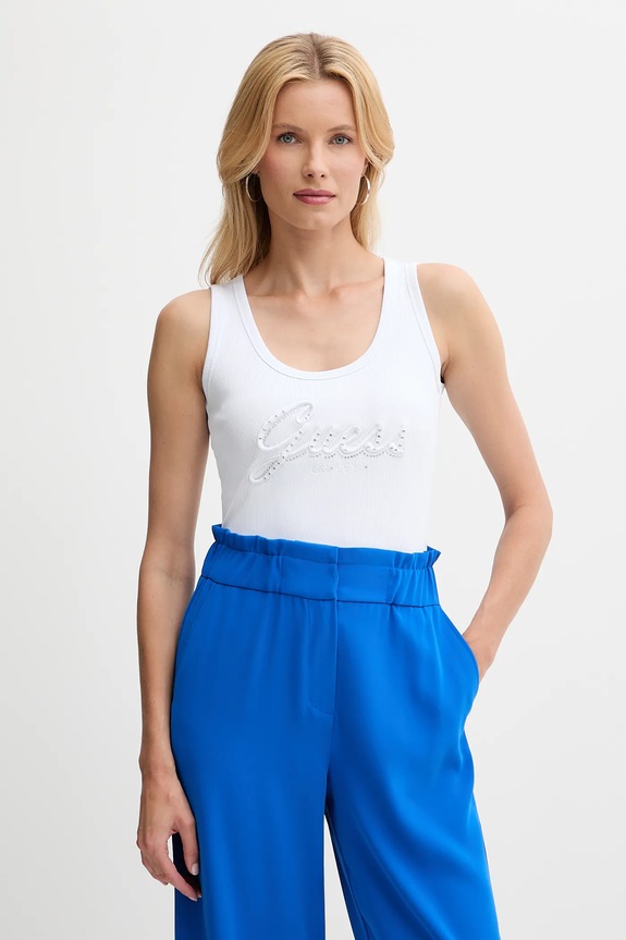 Top Guess RAISSA με ελαστάν λευκό W5YP00.KCXJ2