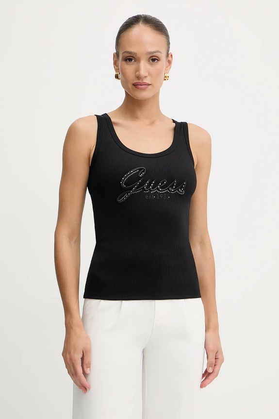 Top Guess RAISSA Z elastanom črna W5YP00.KCXJ2