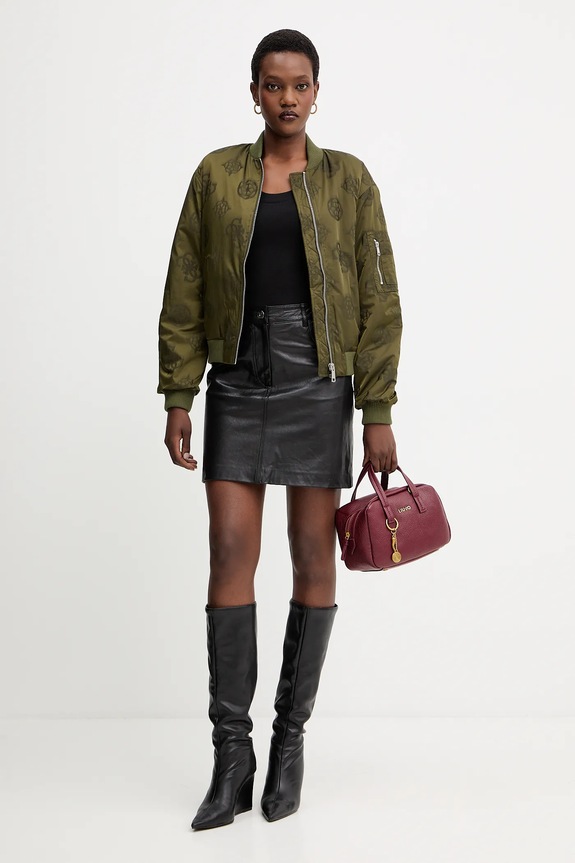 Guess póló selyemkeverékből TINA W5YP11.KCNH2 fekete AW25