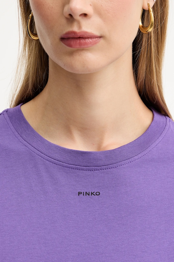 Pinko t-shirt bawełniany 100373.A2RE fioletowy