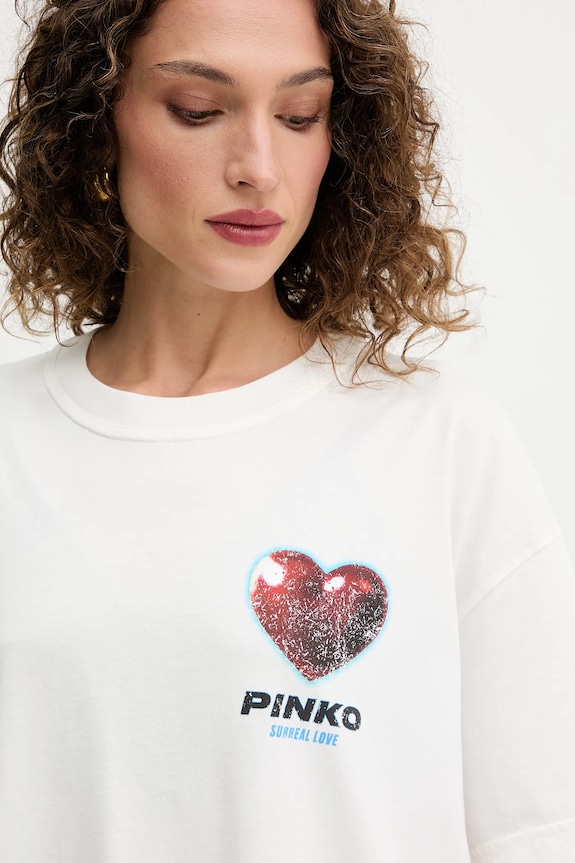Bavlněné tričko Pinko bílá 105538.A2TJ