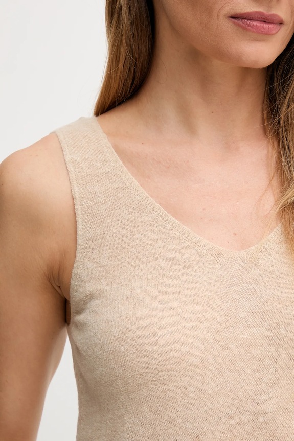 United Colors of Benetton top z wełną 109PDH01F beżowy