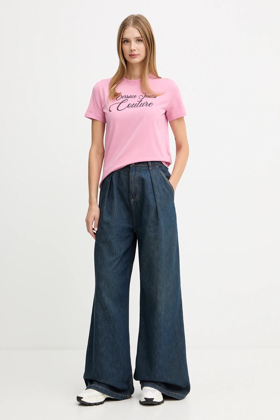 Футболка Versace Jeans Couture 79HAHT05.CJ03T рожевий AW25