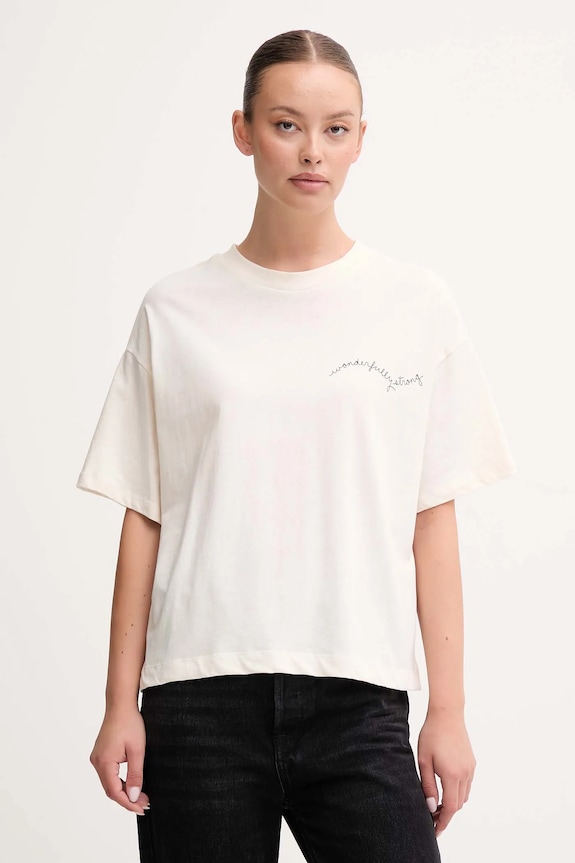 United Colors of Benetton tricou din bumbac print bej 35P5D10AR