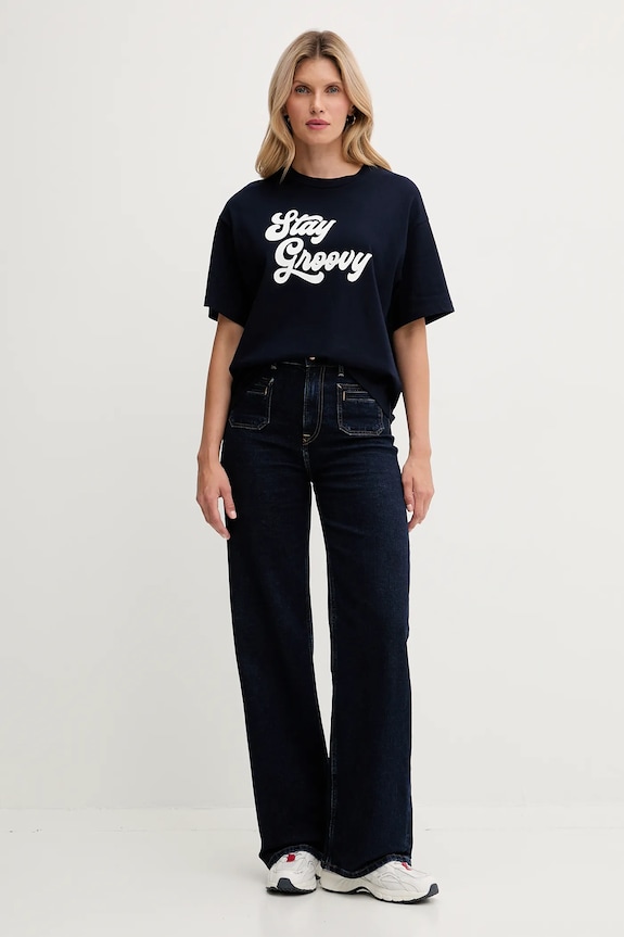 Βαμβακερό μπλουζάκι United Colors of Benetton 3MI5D10AY σκούρο μπλε AW25