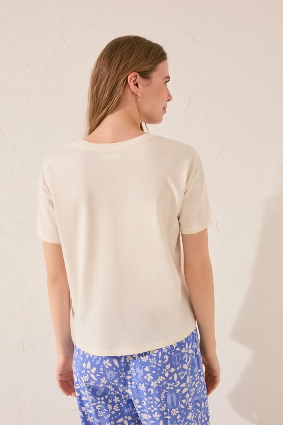 Βαμβακερό μπλουζάκι women'secret 3279711 μπεζ